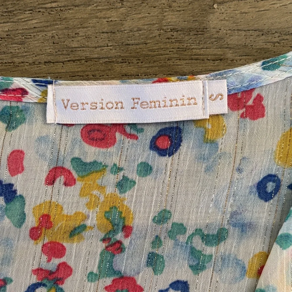 Version Feminin Floral Smocked Midi Dress Flutter Sleeve Ditsy Print Size S - Picture 4 of 11